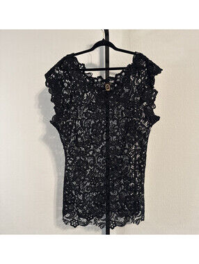 ROCOCO 1981 Sheer Lace Cap Sleeve Dress MED
